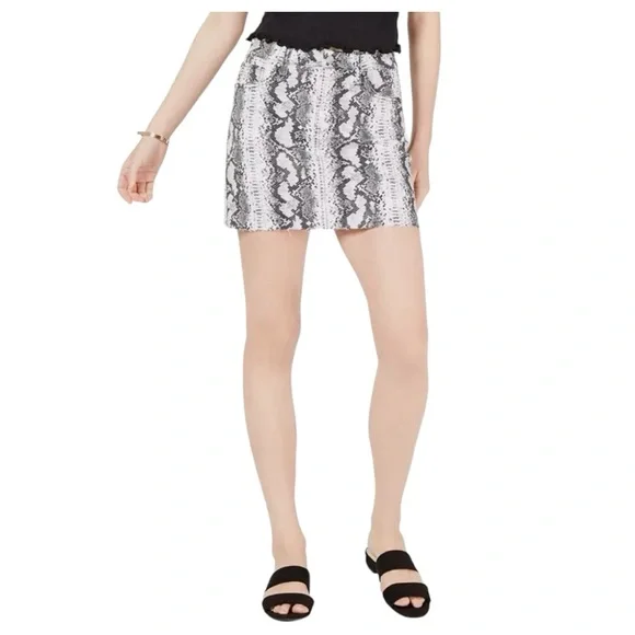 Tinseltown Snake Embossed Denim Mini Skirt - Picture 1 of 6